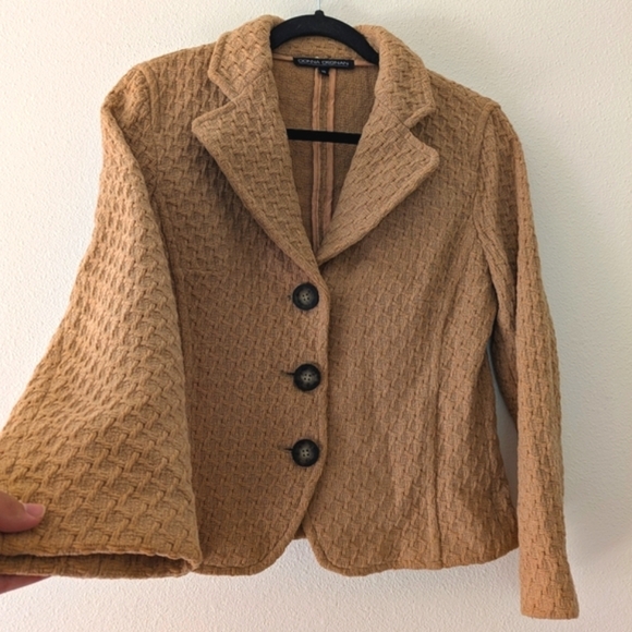 Donna Degnan Camel/Tan Basketweave Wool Blazer sz 10/M Business Casual Office - Picture 2 of 10